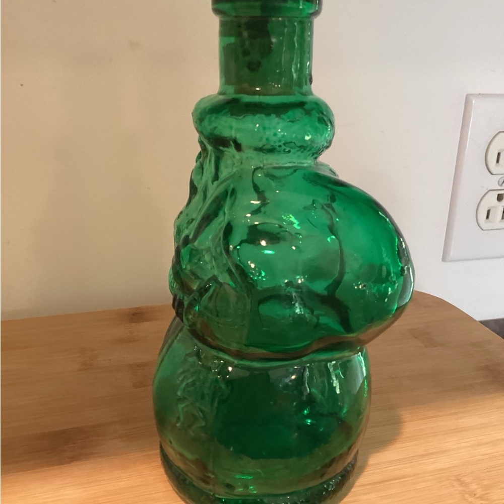 Vintage Green Glass Santa Decanter, Made in SPAIN - Picture 5 of 9